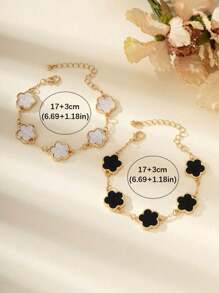 1 pieza Pulsera de mano con Charm floral de lujo, aretes, joyería elegante de cinco hojas para mujeres y niñas, apta para uso diario