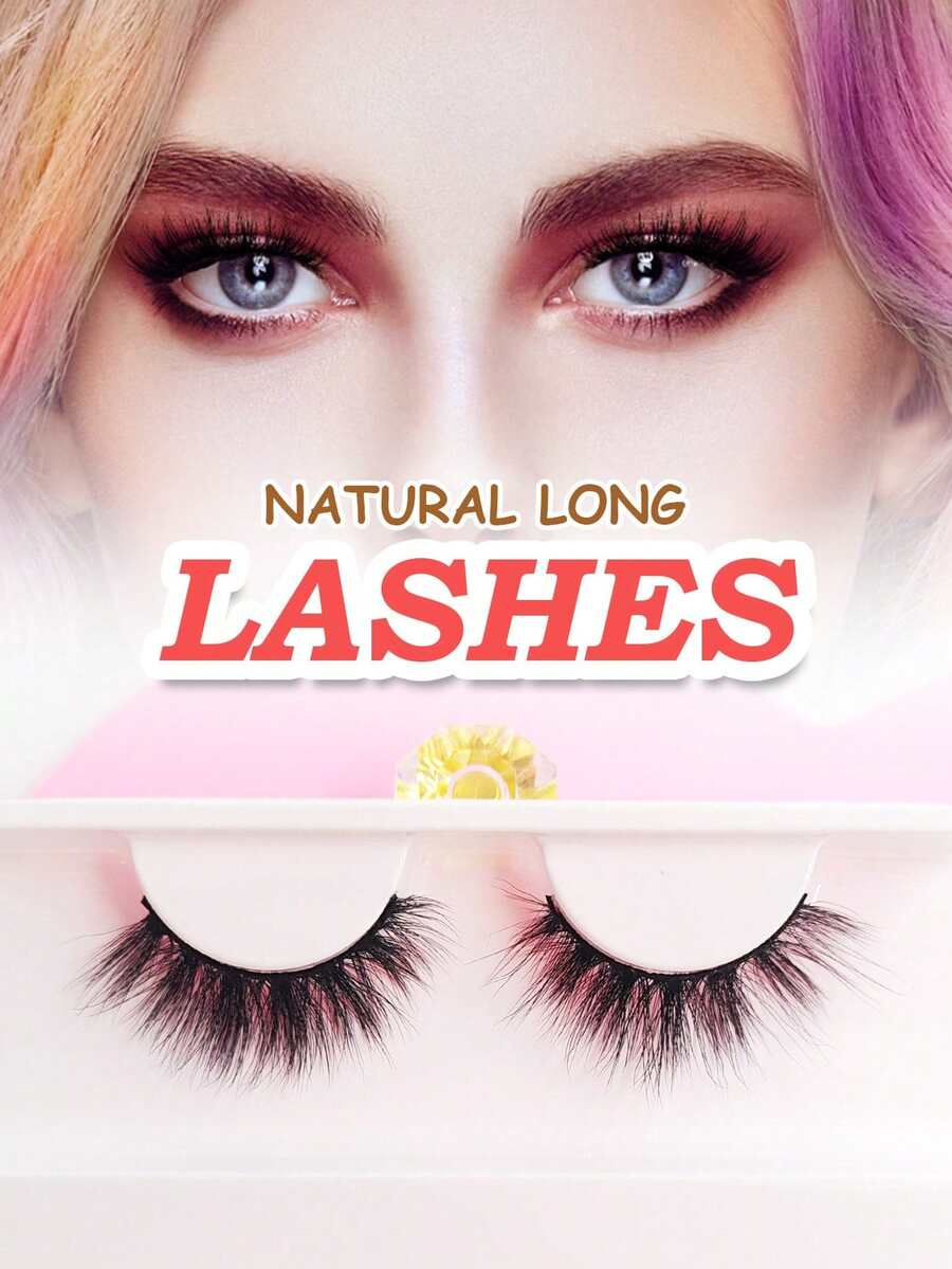 Asiteo 1 Pair 3D Effect Faux Mink Eyelashes, Natural & Soft For Everyday Wear - Black - View 1