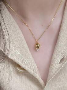 GAGAFEEL 1 S925 Sterling Silver Exquisite Elegant Fashion Sweet Bluebell Flower Zirconia Pendant Necklace For Women Daily Wear Friendship Birthday Jewelry Gift - Gold - View 3