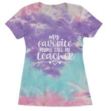 My Favorite People Call Me Teacher Ladies V-Neck T-Shirt - Surf - View 7