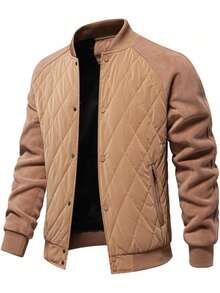 Latest Fashion Hot Men's Quilted Jacket Long Sleeved Soft And Warm Outdoor Button Front Jacket Jacket With Zipper Pocket - màu đen - Xem 9