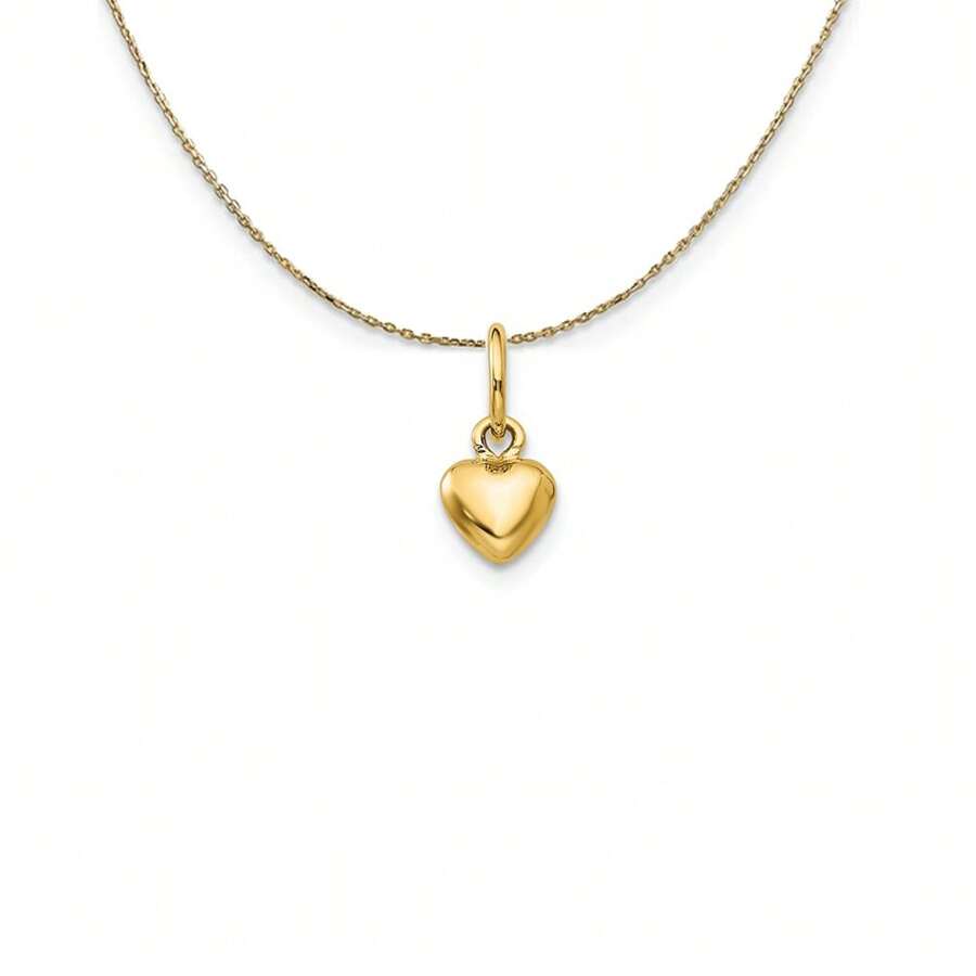 The Black Bow 14k Yellow Gold Tiny Puffed Heart (5mm) Necklace SHEIN USA