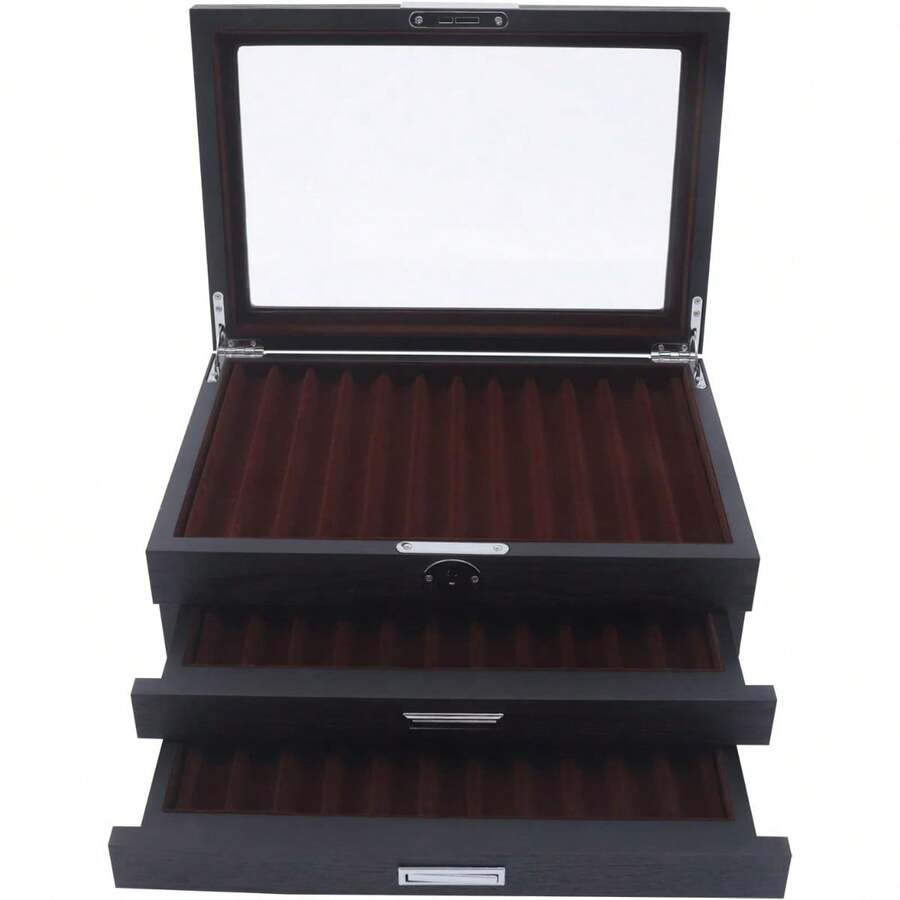 CNCEST 34 Piece Wood Pen Display Box Pen Storage Organizer Box Fountain