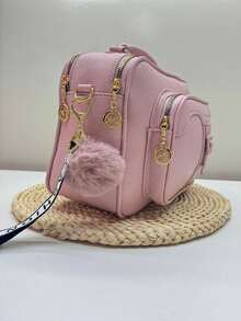 Women's Handbag And Shoulder Bag With Detachable Straps. Including Keychain - Màu Hồng baby - Xem 2