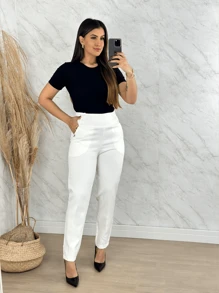 Women's Elegant Straight Loose Casual Business Tailored Trousers In Solid Color - Xem 1
