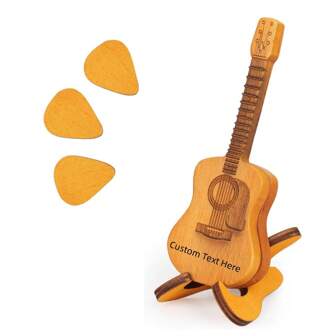 [Custom] 1set 3pcs Guitar Pick Holder With Customizable Personalized Wooden Guitar Picks Box, Unique Engraving, Suitable For Acoustic Guitar, Electric Guitar, Bass Guitar And Ukulele Enthusiasts