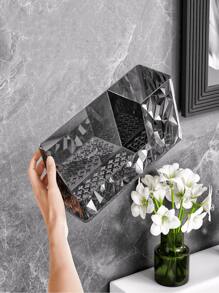 Diamond-Patterned Mirror Cabinet Wall-Mounted Storage Box Without Drilling, White