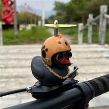 Casco da bicicletta carino a forma di papero nero con elica e occhiali alla moda - in PVC, con accento di catena dorata, per il tempo libero all'aperto