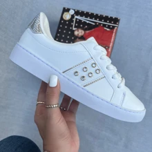 Vizzano Original Stone Shiny Gold Metal Sneakers With Stitched Reinforcement - trắng - Xem 3