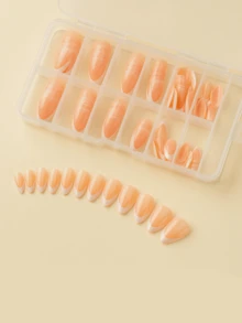 120片法式中号杏仁形人造指甲，亚克力法式美甲，亮白色和裸色全覆盖假指甲，适合女性和女孩，按压式美甲装饰 - 白色 - 查看 4