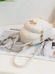A Mini Quilted Backpack, A Mini Swan Hardware Decoration Small School Bag, Very Suitable For Travel, Shopping. School Bag,S Bag,S Backpack,Mini Backpack,Bag School,School Backpack, Bag,School Bag S, Bag For School College, Preppy Backpack For School ,University Bag - White - View 3