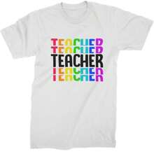 Teacher Repeated Rainbow Pattern  Mens T-Shirt