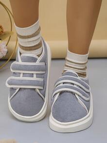 女士新款天鹅绒 2 带钩环冬季鞋一脚蹬圆头平底雪地靴，保暖内衬一脚蹬保暖时尚踝靴，适合室内外穿着，秋冬季 - 淺灰色 - 查看 2