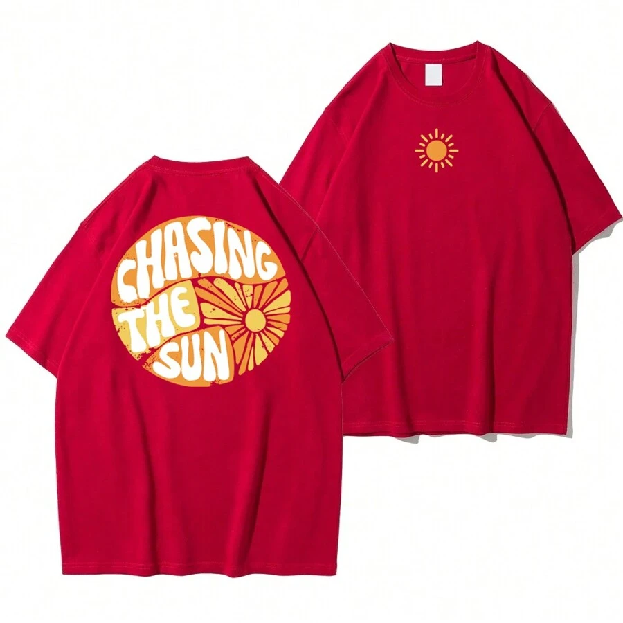 Shirt Basic T-Shirt "Chasing The Sun" - Red - View 1