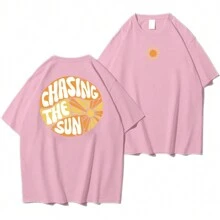 Shirt Basic T-Shirt "Chasing The Sun" - Baby Pink - View 1