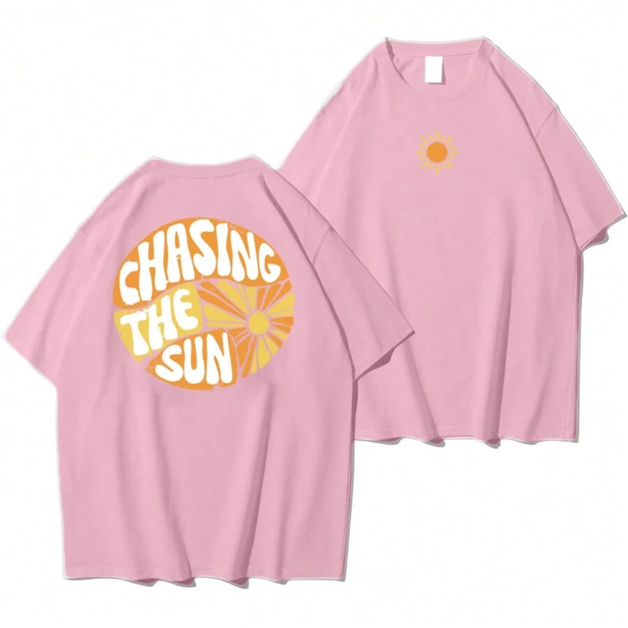 Shirt Basic T-Shirt "Chasing The Sun" - Baby Pink - View 1