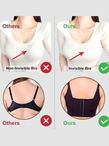 Women's Black Comfort Seamless Deep V Push-Up Adjustable Bra Sports Beautify The Back Bra - 黑色 - 查看 6