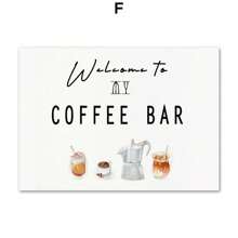 1 件北欧美食咖啡豆研磨机现代艺术帆布画海报和印刷品墙画咖啡厅厨房装饰无框架