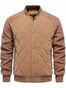 Latest Fashion Hot Men's Quilted Jacket Long Sleeved Soft And Warm Outdoor Button Front Jacket Jacket With Zipper Pocket - màu đen - Xem 8