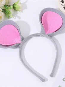 1pc New Halloween Pink Mouse Ear Headband, Cute Kids Festival Party Cat Ear Hair Hoop Accessory