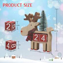 圣诞驯鹿降临节日历，木制麋鹿倒计时装饰，手工桌面节日中心摆件，喜庆圣诞架饰，完美的圣诞礼物，适合家居和办公室的圣诞装饰 - 紅木色 - 查看 4