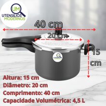 Non-Stick Pressure Cooker With External Closure 4.5 L + Glass Lid - 灰色 - 查看 6