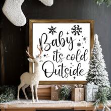 1 Tấm biển treo tường theo chủ đề mùa đông - Biển gỗ đóng khung 'Trời lạnh quá', Đồ trang trí ngày lễ trang trại đa năng, 7,87x7,87 inch, Tranh tường bằng vải canvas - Nhiều màu - Xem 9