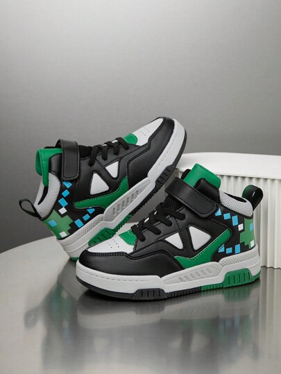 1 paire de Baskets hautes mode enfant matelassé, imperméables. Chaussures de sport casual confortables et polyvalentes, convenant pour toutes les saisons