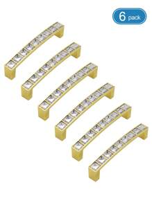 1 Stück/6 Stücke Kristall Schubladengriffe, transparente quadratische Diamant Metallgriffe, massiv Doppelloch Knöpfe für Weinschrank, Kleiderschrank, Schrank mit Schrauben, 64mm/96mm/128mm Lochabstand, Möbelbeschläge - Silber - Übersicht 6