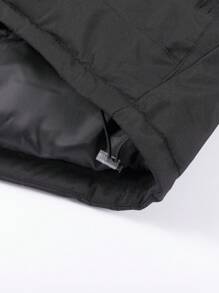 1pc Men's Winter Jacket, Thick Warm Graphene Fashionable Casual Hooded Windproof Coat - Black - View 7