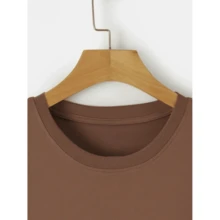 "Angels" (SHIELD) AND (BACK) Oversized T-Shirt Men Women Cotton Shirt Reinforced Stitching Unisex StreetWear - 鏽棕色 - 查看 2