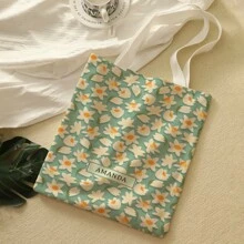 1pc Customized Canvas Bag, Unique Design (Photo, Landscape, Illustration), Foldable, Large Capacity, Lightweight, Stylish, Personalized Tote Bag, Shoulder Bag, Casual Shopping Bag Shop Back To School - Multicolor - View 3