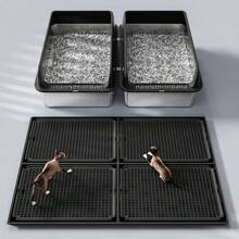 Große Katzentoilette mit Deckel, extra große Katzentoilette für große Katzen, XL Streuschale mit hohen seitlichen Wänden, nicht klebrig, auslaufsicher, einfach zu reinigen