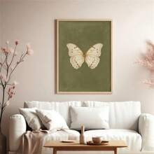 复古蝴蝶帆布艺术印刷品 - 独特的哥特式乡村风格墙面装饰，带有乡村风可选框架设计，非常适合卧室、客厅、家庭办公室，是自然爱好者和波西米亚装饰爱好者的巫术礼物