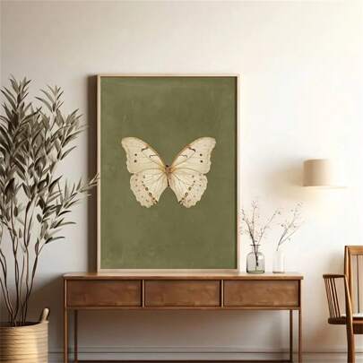 Vintage Butterfly Canvas Art Print - Unique Gothic Country Style Wall Decor With Rustic Optional Frame Design, Perfect For Bedroom, Living Room, Home Office, Witchy Gift Idea For Nature Lovers And Bohemian Decor Enthusiasts