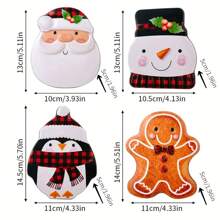 1pc Christmas Decoration Supplies Gingerbread Man Cookie Tin, Santa Claus Candy Box, Cartoon Snowman Metal Tin Box, Metallic Gift Box, Jewelry & Soap Storage Box, Wedding Anniversary Decor, Birthday Party, Summer Party Decor, Independence Day Decoration, Happy New Year,Christmas - Christmas Candy Tin Box - View 2