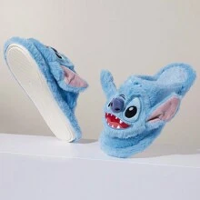 Miniso 名创优品史迪奇长毛绒拖鞋，冬季毛绒家居户外拖鞋，可爱卡通风格保暖防滑成人拖鞋（尺码 41-42） - CN41-42 - 查看 11