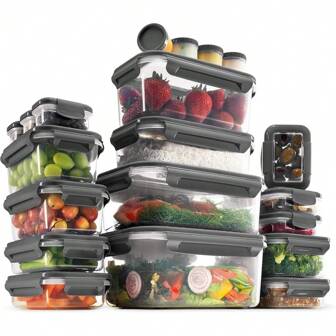 40-Piece Food Storage Containers With Lids, 40-Piece Airtight Leakproof, Durable Plastic Food Containers For Leftovers - Suitable For Freezer, Microwave & Dishwasher (Gray)