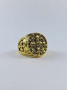 Men's Ring Saint Benedict Aged Silver With Gold Cross Detail - Nhiều màu - Xem 6