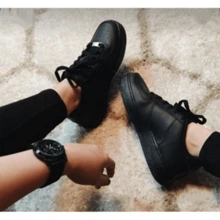 Aiir Forcy Casual Low Top Leather Skate Shoes Women Unisex - màu đen - Xem 1