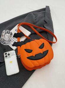 Sac à l'épaule et mode pour Halloween, sac à bandoulière à tête de citrouille de dessin animé mignon et de grande capacité, sac à main texturé parfait pour les fêtes d'Halloween, la mode gothique et les costumes