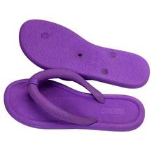 Women's Simple Solid Color Slippers, Soft Ground Casual Shoes, Non-Slip Home Bathroom Comfortable Slippers - 紫色 - 查看 3
