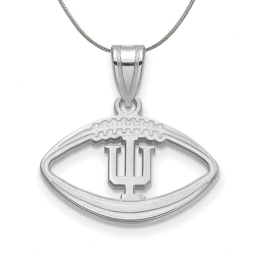 The Black Bow Sterling Silver Indiana U Football Pendant Necklace