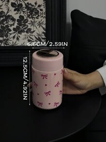 1 件 260 毫升/8.79 盎司 Bow Heart 系列迷你真空隔热水瓶、杯子、便携式口袋大小水瓶，配有可伸缩背带，保温真空瓶，适合旅行、健身房、户外、平底、汽车杯，生日和节日返校礼物 - 彩色 - 查看 2