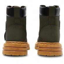 Shendy Vendy Men's High-Top Fashion Heavy Duty Boots, Urban Style Leather Tactical Boot With Platform And Thick Sole, Non-Slip, Wear-Resistant, Comfortable - Work Boots, Motorcycle Boots, High Boots For Men, Shoes For Men - 綠色 - 查看 6