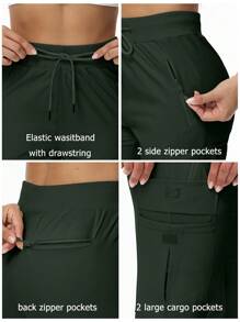 EXARUS Women's Joggers Pants Lightweight Running Sweatpants Tapered Casual Athletic Pants For Workout Lounge With Five Pockets - Army Green - View 6