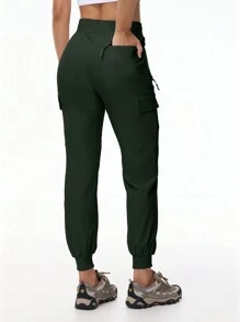 EXARUS Women's Joggers Pants Lightweight Running Sweatpants Tapered Casual Athletic Pants For Workout Lounge With Five Pockets - Army Green - View 5