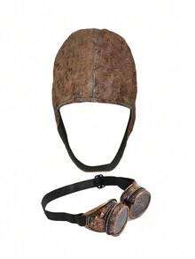 2 chiếc mũ Bomber tiệc Halloween & kính bảo hộ Steampunk Retro Gothic, trang phục hóa trang cho tiệc sinh nhật & sự kiện theo chủ đề - Nhiều màu - Xem 1