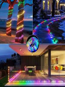 1pc Solar Rope Lights Outdoor Tube Lights, 5m 50Leds 10m 100 Leds String Lights,8 Modes Garden Rope Lights Decorative For Wedding Patio Porch Pool,Decorations Lights Outdoor(Warm Light/Colored Light) - Multicolor - View 10