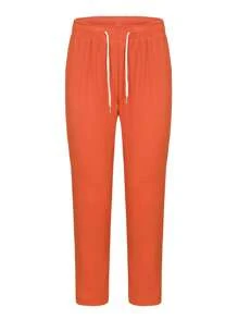 Novo Terno de Casamento Masculino 2 Peças, Calça, Camiseta, Terno Elegante, Cor Sólida, Bordado, Terno Social Clássico Masculino - Laranja - Visão 5